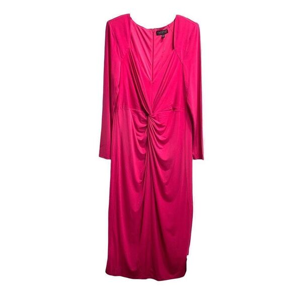 Eloquii front twist midi dress Size 18 magenta hot pink - Picture 3 of 11